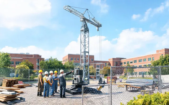 Donated self-erecting crane at community college