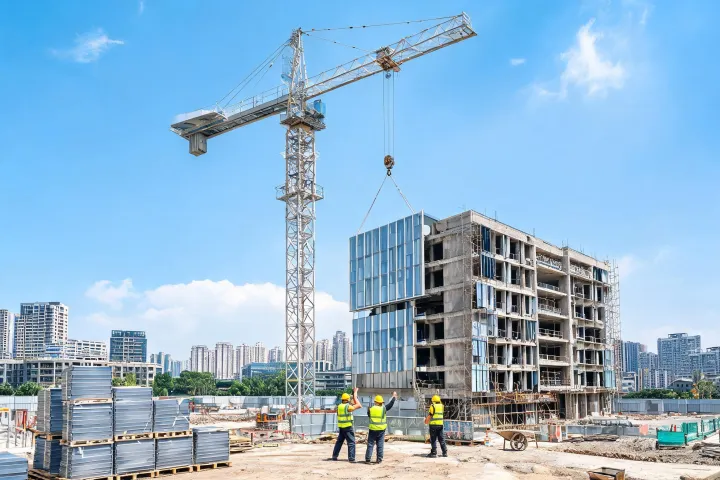 Potain tower crane productive on same urban pad