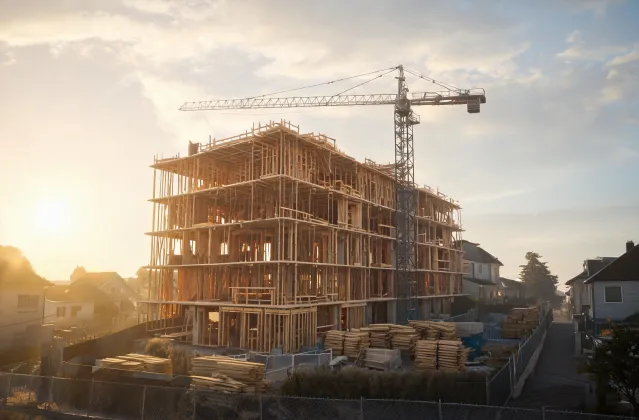 Self-erecting crane residential mid-rise